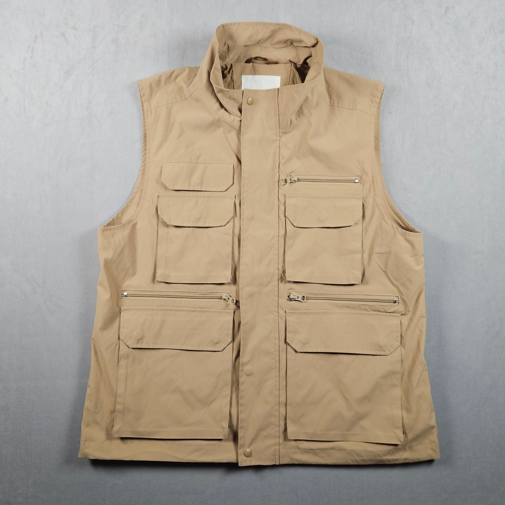 Anthropologie Utility Vest Womens Large Tan Khaki Multi Pocket